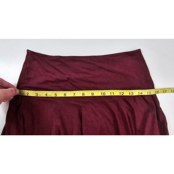 Abercrombie kids XL (women XS) crushed velour maroon soft swing skirt pull on - Picture 7 of 7